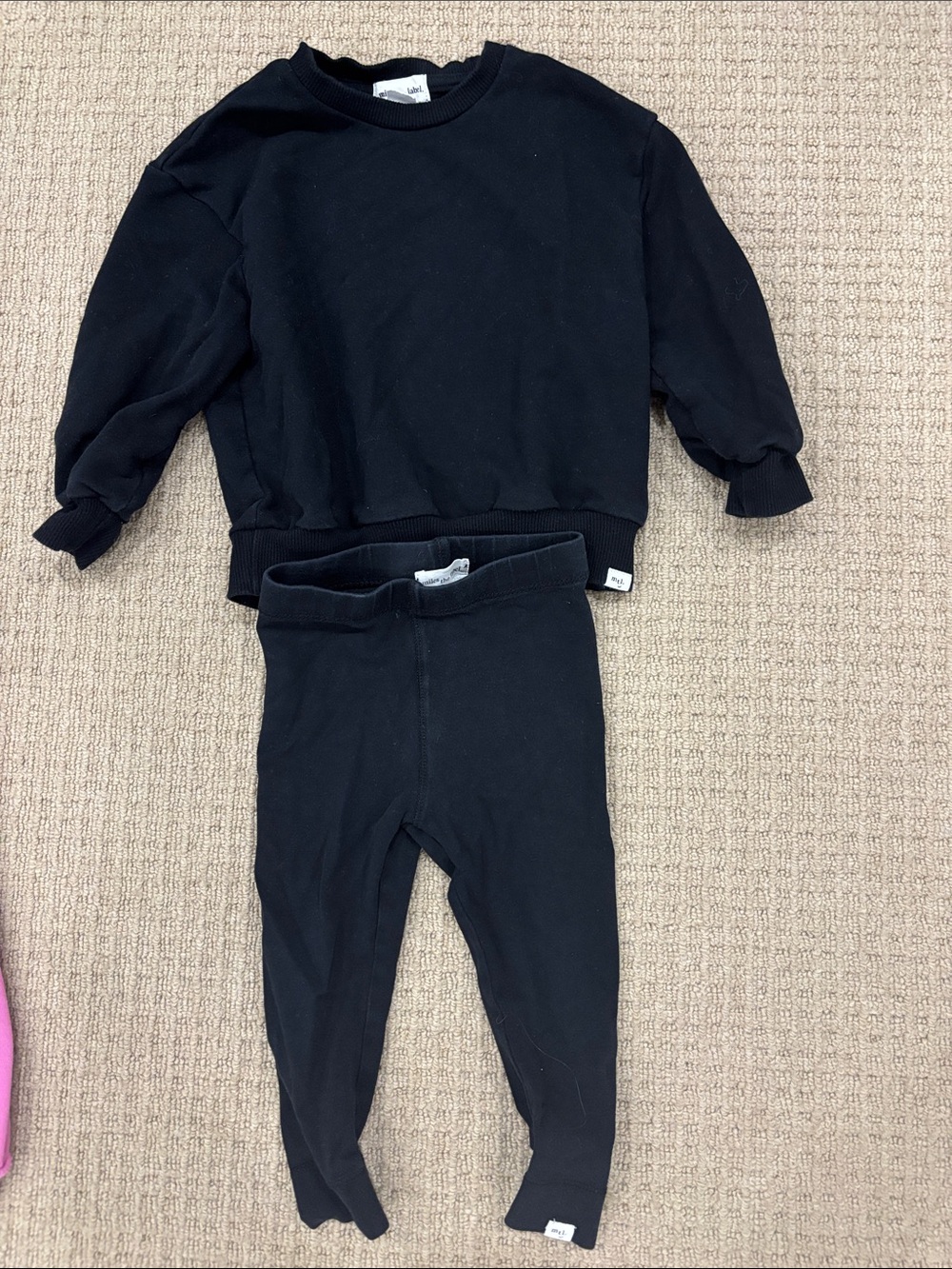Toddler Black Crewneck Sweatshirt & Matching Leggings Set
